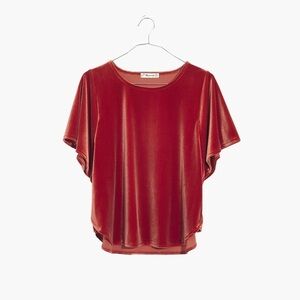 Madewell velvet butterfly top in dark cinnabar / burnt orange XXS F36
